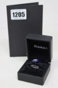 A Glamira viyanka 585 white gold five stone black Onyx ring with certificate of authenticity dated