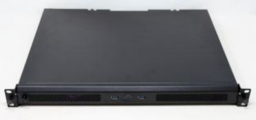 FAULTY - WARPED BOARD - A boxed OnLogic rackmount PC (PN: G2-1U-PC) (Board/IO warped) (SSD