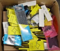 A box of assorted new and pre-owned small electrical items (All items sold as seen).