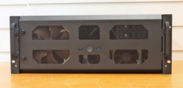 A custom build rack mountable PC with intel i7-10700K 3.8GHz CPU, 16GB RAM and 250GB SSD running