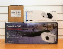 A box of returned March Network home CCTV items to include: 5x Evo 12 360degree indoor cameras, 2x