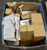 A box of assorted as new printer cartridges and related items (All items sold as seen).