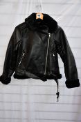 An as new Abercrombie & Fitch faux leather/faux fur jacket (XXS - RRP £190).