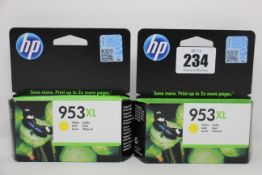 Fifty boxed as new HP 953XL ink cartridges - Yellow (Jan 2023).