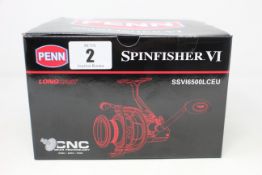A boxed as new Penn Spinfisher VI 6500 long cast fishing reel.
