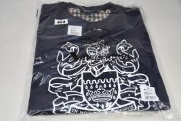 Two as new Aquascutum large crest crew neck navy sweatshirts (M - RRP £80 each).