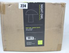 A boxed as new Light Years night owl table lamp in Smokey White.