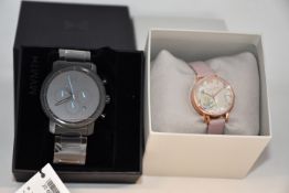 An men's MVMT Gunmetal Chrono Watch MC01-GU and a ladies Olivia Burton - Wishing Watch, both boxed