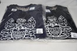 Three as new Aquascutum large crest crew neck sweatshirts (2 x navy, 1 x black, all M - RRP £80