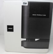 A boxed as new Bose Bass Module 500 in black (230V UK).
