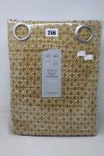 A pair of as new John Lewis & Partners Rona weave ochre eyelet curtains (RRP £180.00).