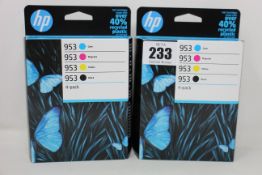 Twelve as new HP 953 Original Black and Colour Ink Cartridge Multipacks (4-pack).