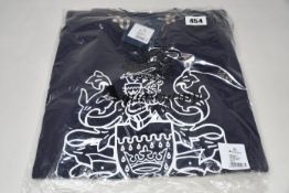 Two as new Aquascutum large crest crew neck navy sweatshirts (M - RRP £80 each).