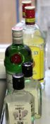Two Finsbury London Dry gin (1ltr), a Tanqueray Export Strength gin (700ml) and two Purple Ram