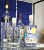A bottle of Brecon Special Reserve gin (700ml), a bottle of Mediterranean Gin D'Azur (700ml), a