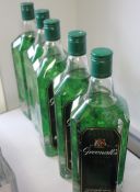 Five bottles of Greenall's London Dry gin (1ltr) (Over 18's only).