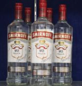 Five bottles of Smirnoff Vodka's ( 5 x 1ltr) (Over 18's only).