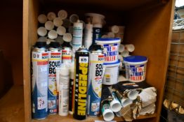 A large quantity of sealants, adhesives and fillers (Approximately 100 items).