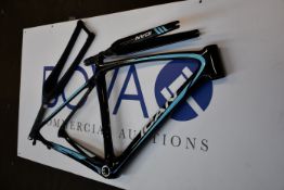 An as new Ican full carbon fibre road bike frameset c/w headset and bottom bracket bearing, size