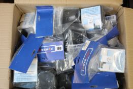A quantity of as new PowerPart Caravan Flush Fitting 240v 3 Pin Mains Plug Inlet Boxes in black