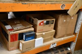 A quantity of hinges, handles and related items.