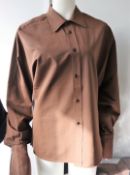 An as new Petar Petrov Colman shirt with dropped shoulders in dark chocolate (EU 42 - RRP £770).