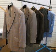 Four as new Malcolm Plews bespoke tailor suit jackets (One with matching waistcoat) and a pair of