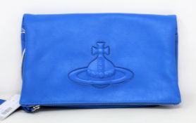 An as new Vivienne Westwood Chealsea soft leather blue clutch bag.