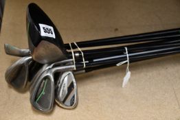 Eight pre-owned Ping ProdiG golf clubs to include; a driver, hybrid, 7, 8, 9 and three wedge clubs