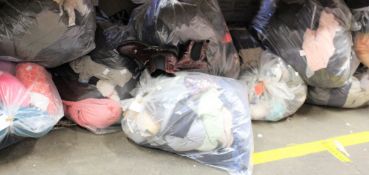 Nine bags of clothing and related items.