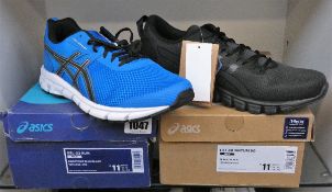 Two pairs of men's as new Asics trainers; Gel-Quantum 90 (UK 10) and Gel-33 Run (UK 10).