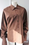 An as new Petar Petrov Colman shirt with dropped shoulders in dark chocolate (EU 38 - RRP £770).