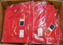 A quantity of as new Clique Lincoln workwear polo shirts in red (All M - Approximately 50).