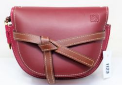 An as new Loewe Small Gate soft calfskin bag in wine (RRP £1,700).