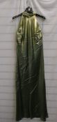 An as new Galvan London metallic silk Moonlight Sienna dress in Matcha (36).
