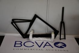 A men's as new 58cm carbon fibre 'Aero' bicycle frameset (Possibly Chinese) comprising frame,