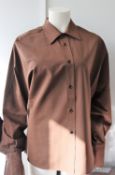 An as new Petar Petrov Colman shirt with dropped shoulders in dark chocolate (EU 34 - RRP £770).