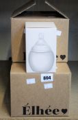 Twelve boxed as new Élhée natural rounded baby bottles (Colour: Sand, Size: 8oz/240ml).