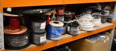 A quantity of cables, wires and related items (Approximately 30 items).