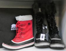 A pair of as new Sorel boots; women's Winter Carnival (UK 5) and one other (Unboxed - UK 10).