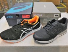 Two pairs of boxed as new Asics trainers - Gel Pulse 11 (Men UK 10) and Gelsaga Sou (Men UK 8).