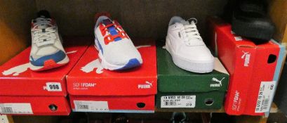 Four pairs of as new Puma trainers; Carina Lift (UK 7), Cali Sport (UK 4), Cell Phase (UK 7.5) and