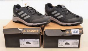 Two pairs of children's as new Adidas Terrex GTX trainers (UK 3.5, 5.5).