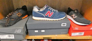 Three pairs of as new New Balance trainers; WARISLL3 (UK 3.5), GSXRCFT1 (UK 6) and ML373EC2 (UK