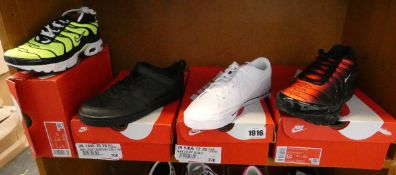 Four pairs of children's/youths as new Nike trainers; Air Max Plus PS (UK 13.5), Air Max plus GS (UK