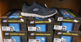 Six pairs of men's boxed as new Skechers Sloric Trainers in navy (UK 9).