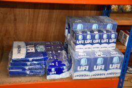 As new UFI Fuel and Air Filters - 2409501 Fuel x 18, 2341300 Oil x 10, 2511800 Oil x 10 and