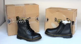 Two pairs of toddlers as new Dr Marten shoes; Leonore (UK K9) and Serena (UK K7).