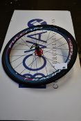 A pair of as new Fulcrum Racing Speed XLR deep section carbon fibre 700c tubular wheels, Shimano