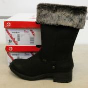 Two pairs of ladies as new Rieker zip up mid boots (Size 40).